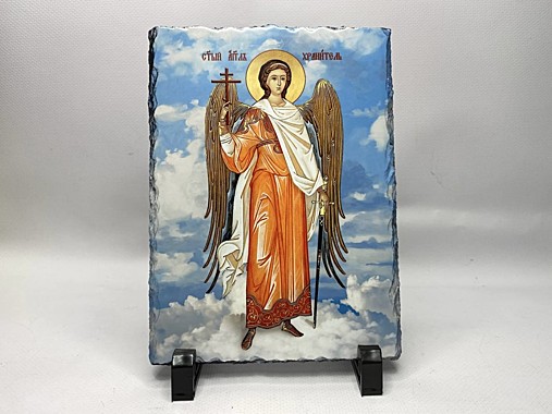 Икона «Ангел Хранитель» на камне 15×20 см (на подставке)
