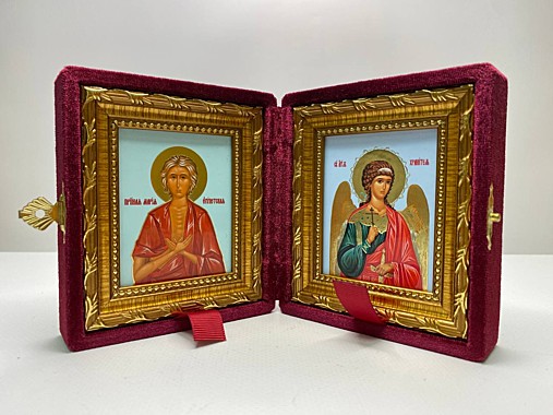 Складень бархатный Икона Мария Египетская и Ангел Хранитель