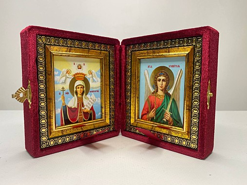 Складень Бархатный Иконы Параскева-Пятница и Ангел Хранитель