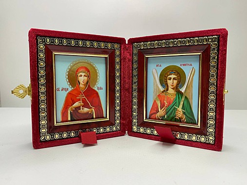 Складень Бархатный с Иконами Иулия (Юлия) Анкирская и Ангел Хранитель